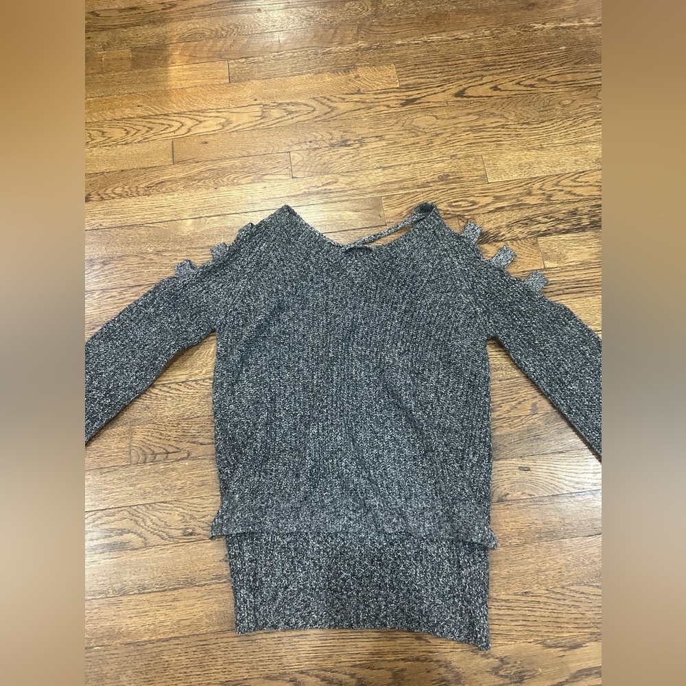 Moral Fiber Gray Sweater with Cut-Outs